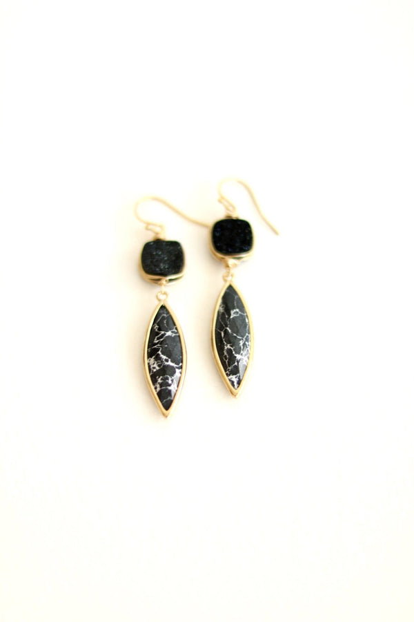 Statement Black marble earrings