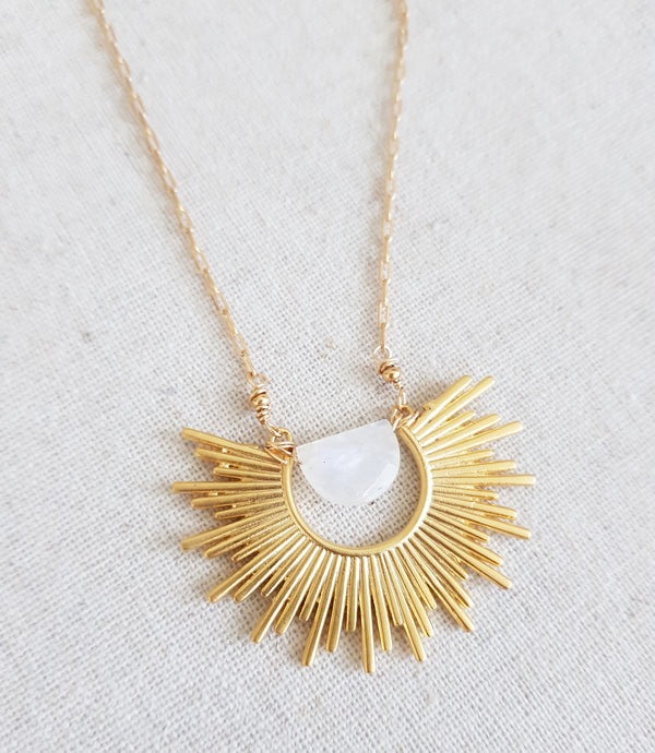 Statement Sunburst necklace with Moonstone