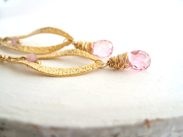 Pink topaz earrings November birthstone